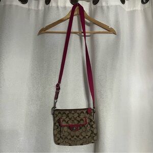 Stylish Tan and Pink Shoulder Bag